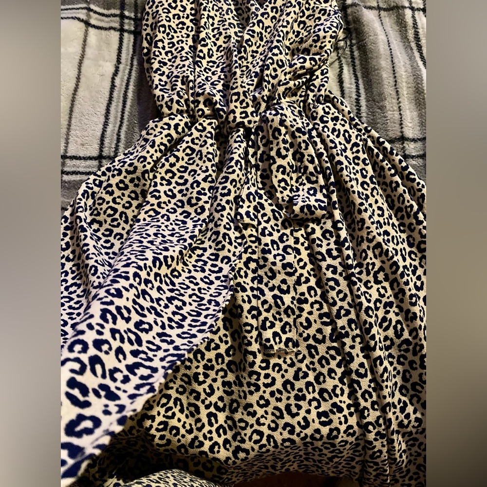 Cheetah print spaghetti strap wrap dress
